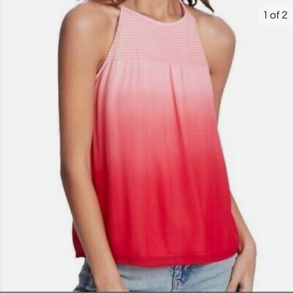 𝅺1. STATE NWT Halter Dip Dye Blouse Pink Tart XL - Picture 1 of 6